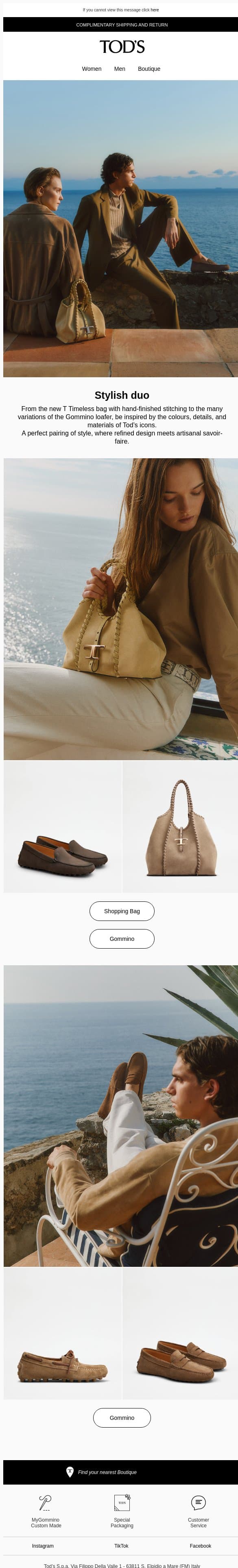 Welcome the new season with Tod’s icons email from Tod's screenshot