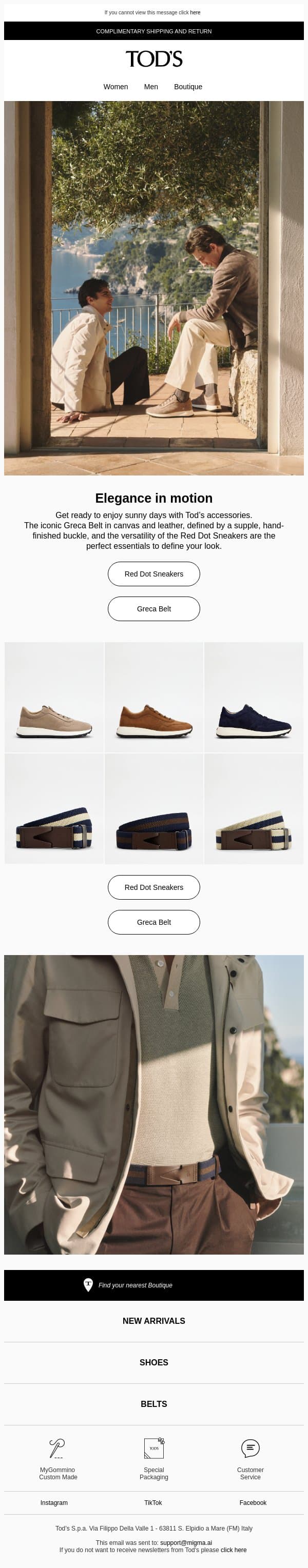 Define your style with Tod’s accessories email from Tod's screenshot