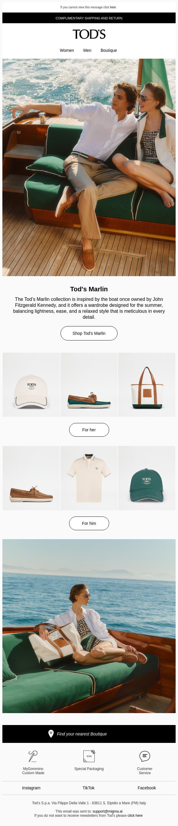 Tod’s Marlin: the second drop email from Tod's screenshot