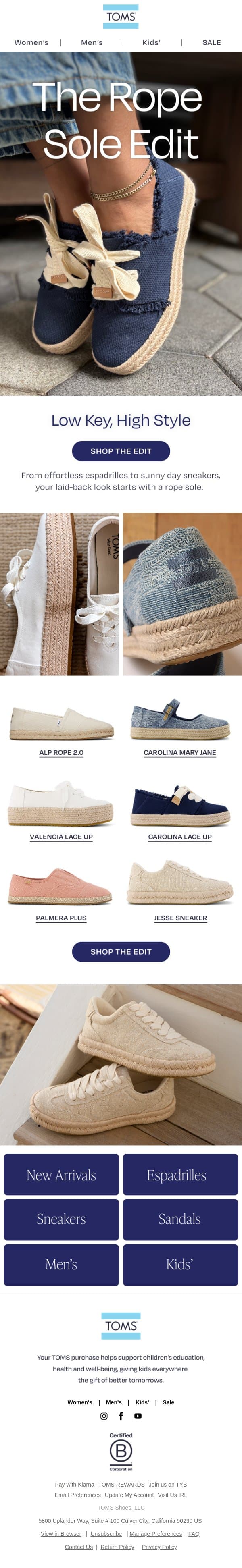 These Soles Will Rope You In email from TOMS screenshot