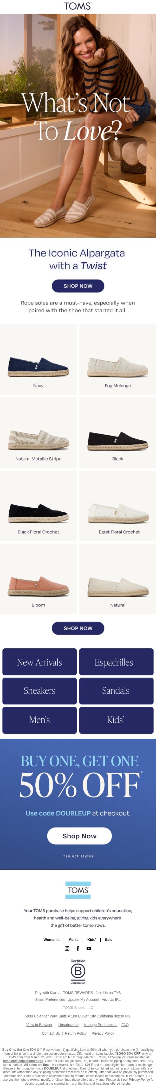Alpargata Meets Espadrille email from TOMS screenshot