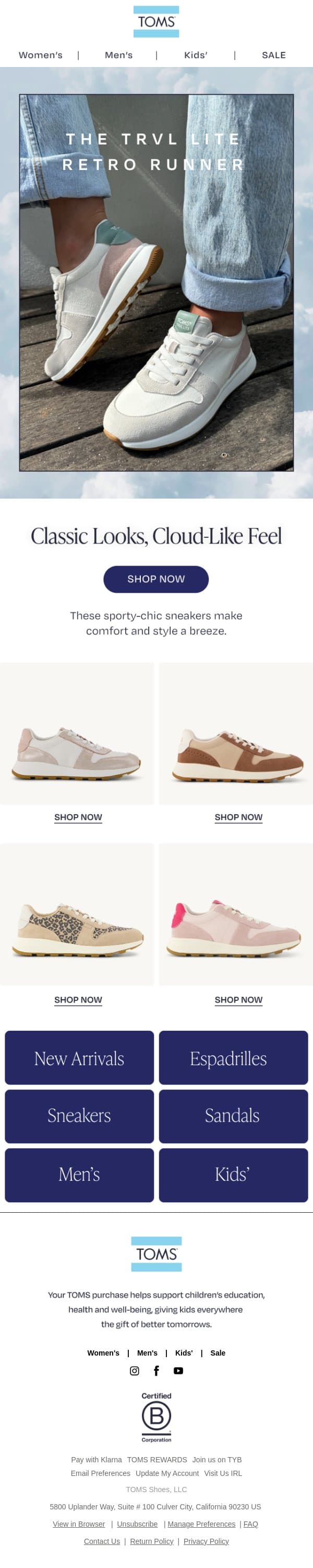 TRVL LITE in This Comfy Retro Runner email from TOMS screenshot