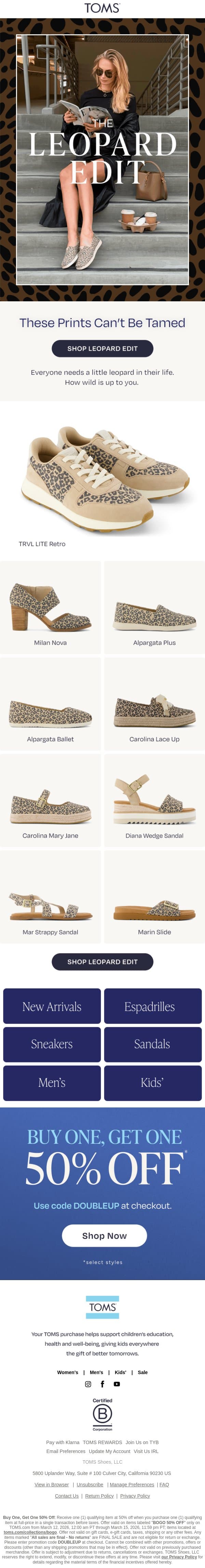 Show Off Your Wild Side email from TOMS screenshot