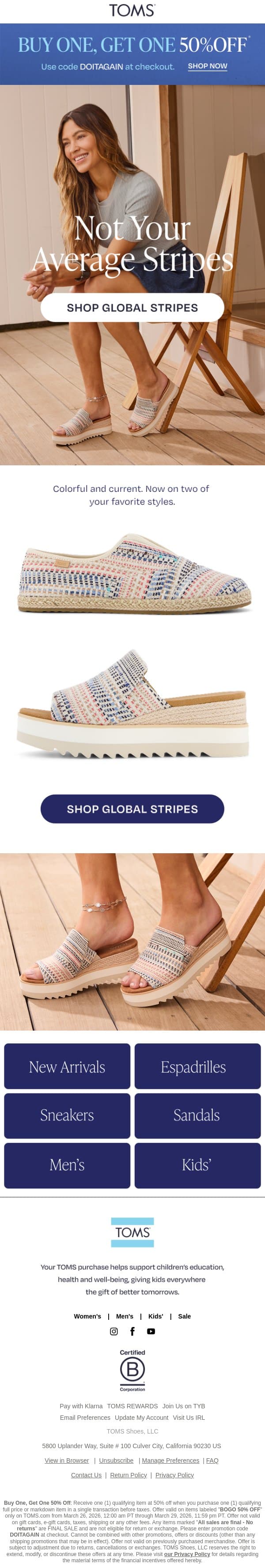 Best Sellers, New Pattern 🎉 email from TOMS screenshot