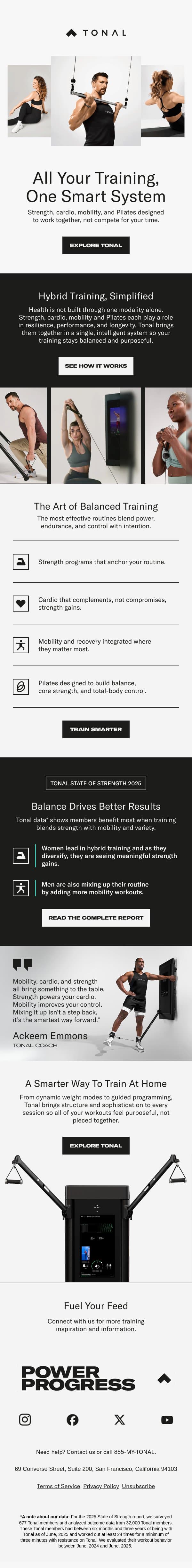 Tonal Brings Home Holistic Training email from Tonal screenshot