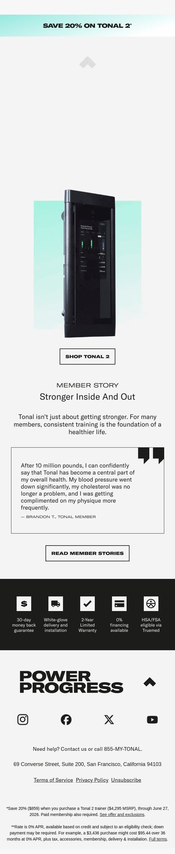 20% Off Tonal 2 Ends Soon email from Tonal screenshot