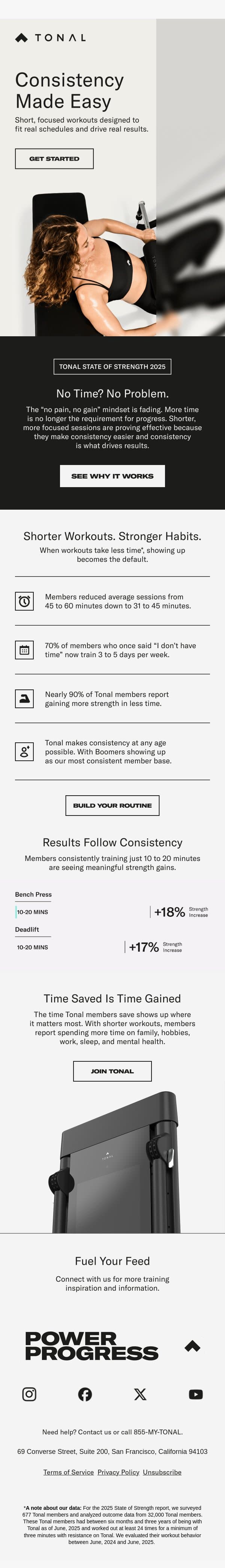 Consistency wins with Tonal email from Tonal screenshot