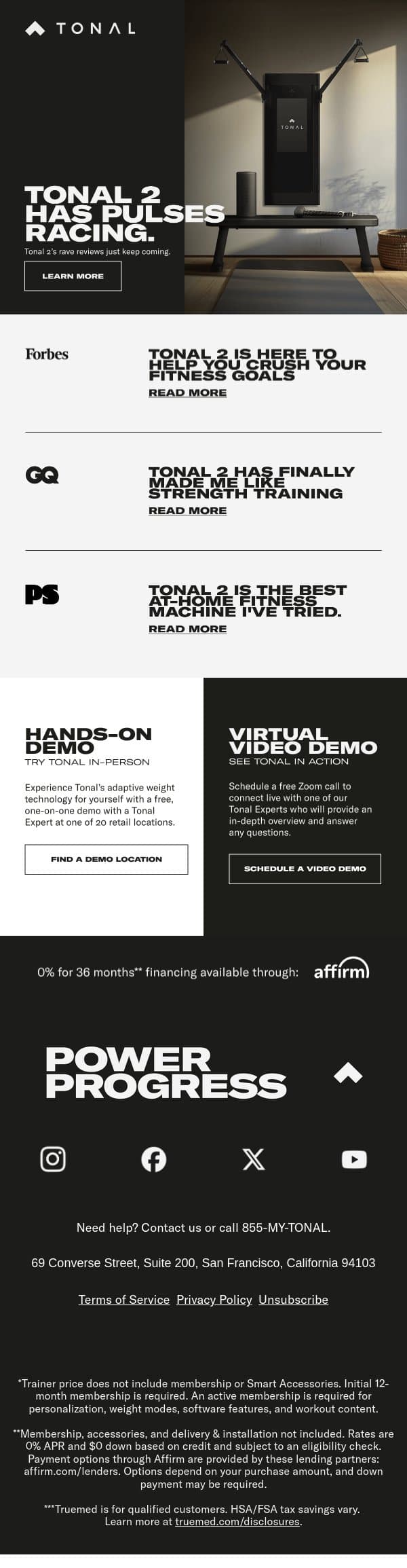 Push Your Limits Like Never Before email from Tonal screenshot