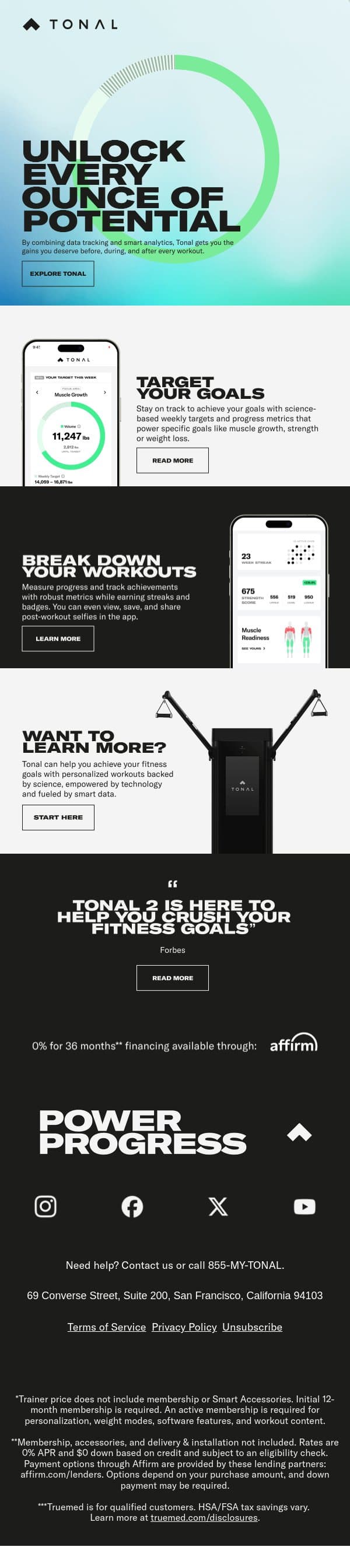 Become your strongest self. email from Tonal screenshot