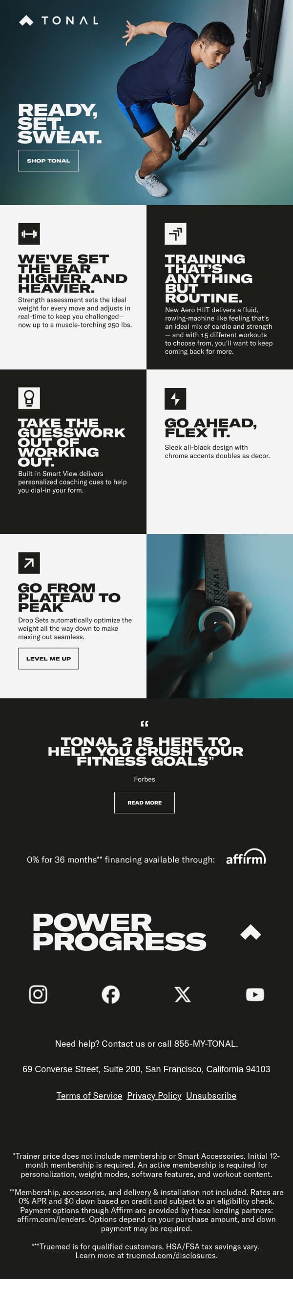 Level Up: More Resistance, More Gains email from Tonal screenshot