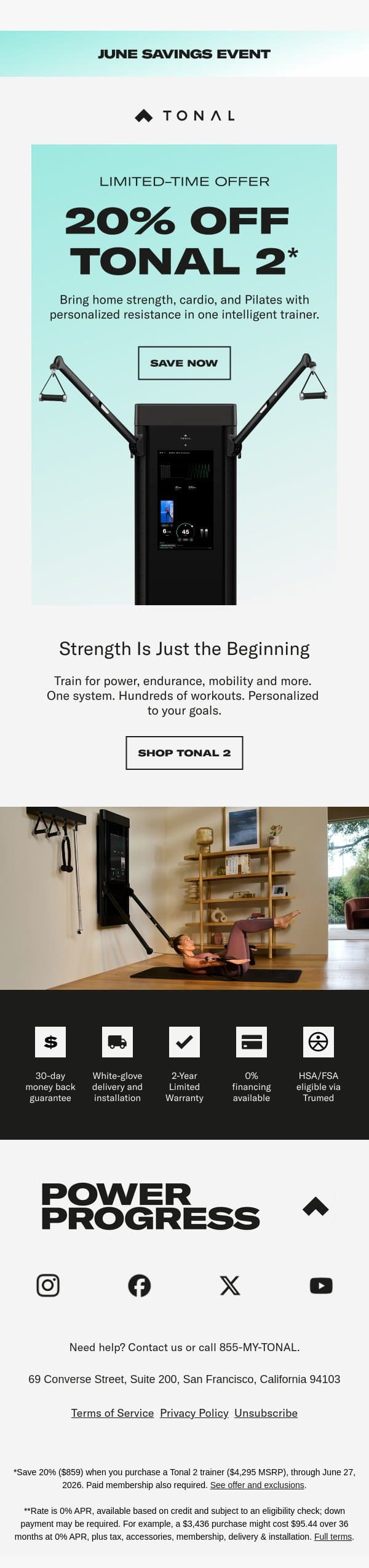 Starts Today: 20% Off Tonal 2 email from Tonal screenshot