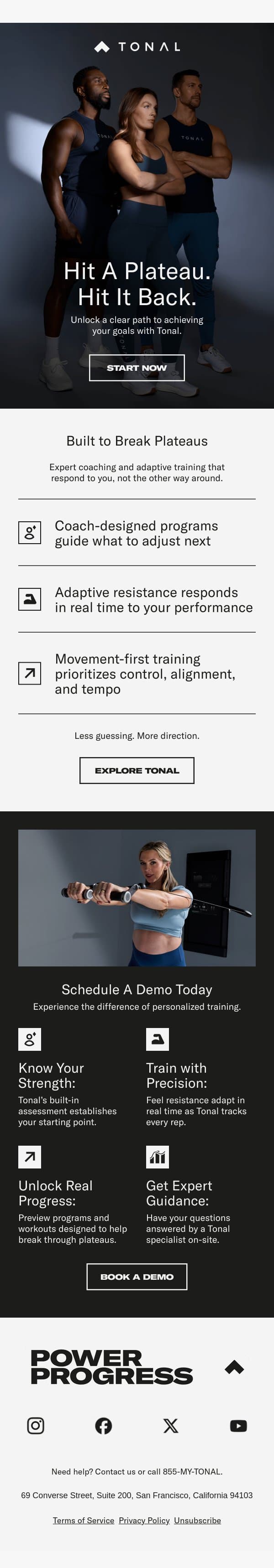 Tonal: Built to Break Plateaus email from Tonal screenshot