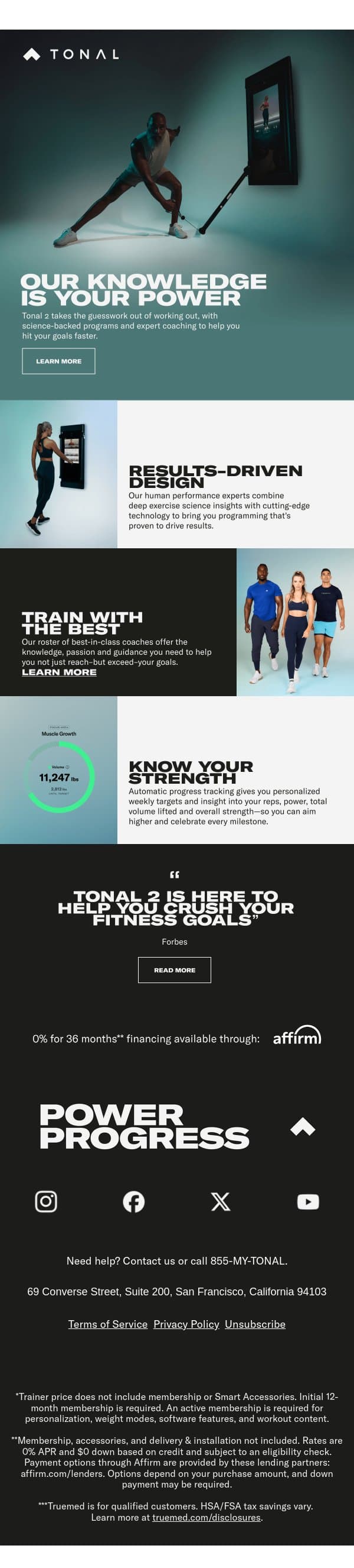 Introducing Tonal 2: Forward thinking, backed by science. email from Tonal screenshot