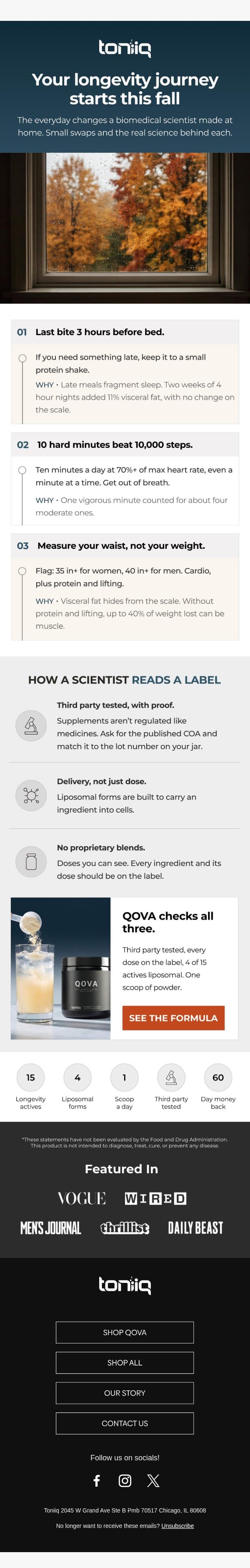 3 small swaps, real science email from Toniiq screenshot