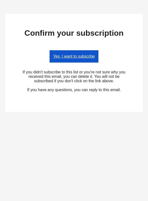 Confirm Your Subscription email from Torani screenshot