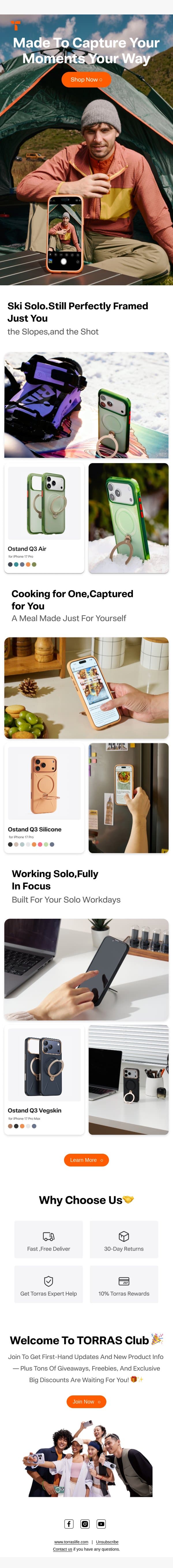 Capture Your Moments, On Your Own — with the Ostand Case email from Torras screenshot