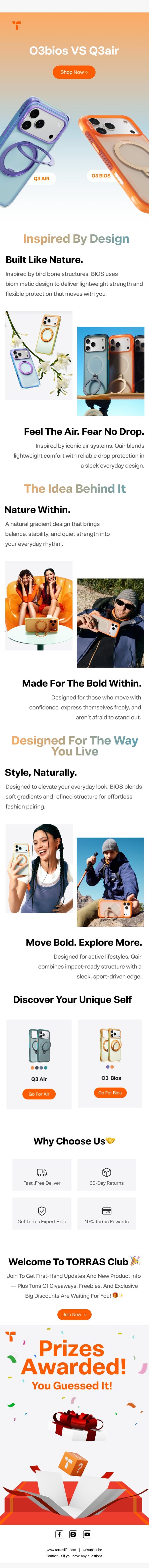 O3bios VS Q3air: Which one suits your style? email from Torras screenshot