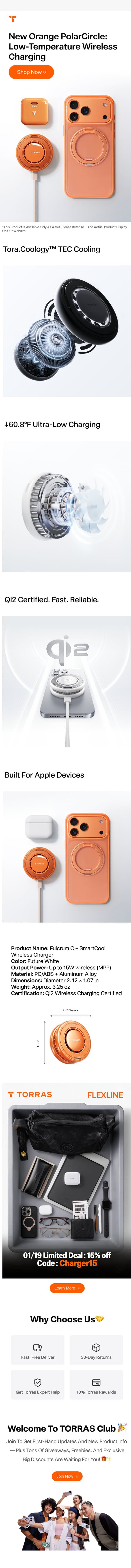 Meet PolarCircle in Orange ❄️🍊 email from Torras screenshot