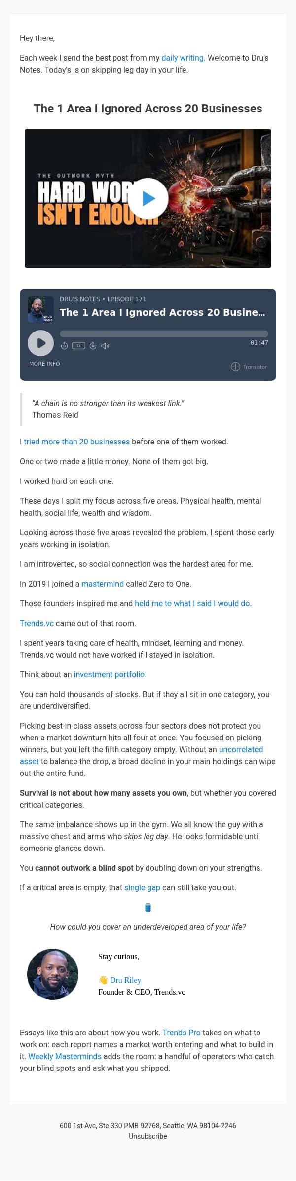 The 1 Area I Ignored Across 20 Businesses email from Trends screenshot
