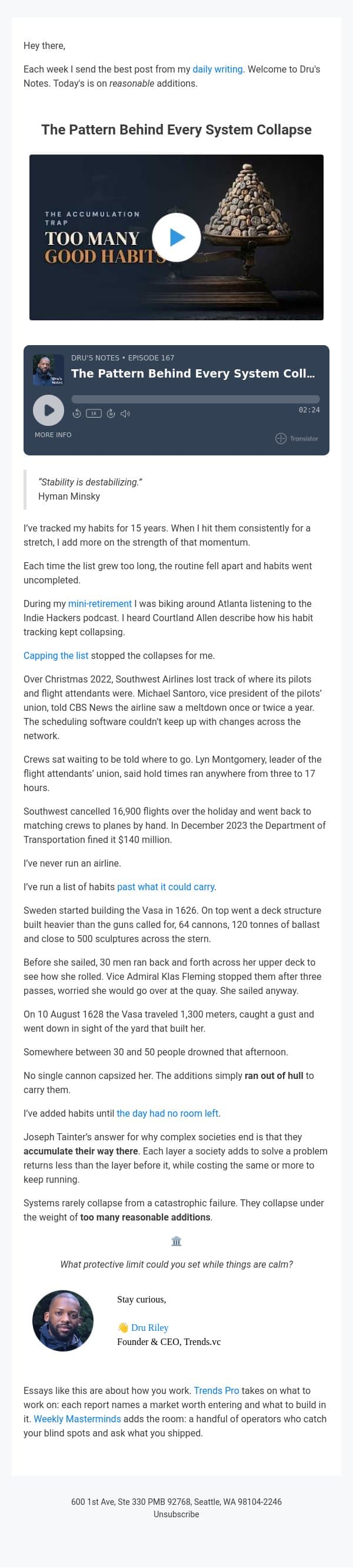The Pattern Behind Every System Collapse email from Trends screenshot