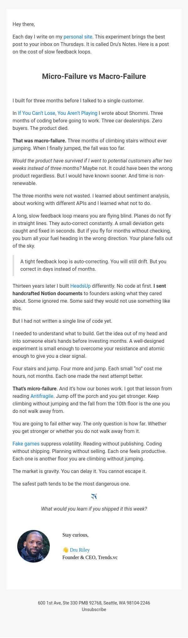 Micro-Failure vs Macro-Failure email from Trends screenshot
