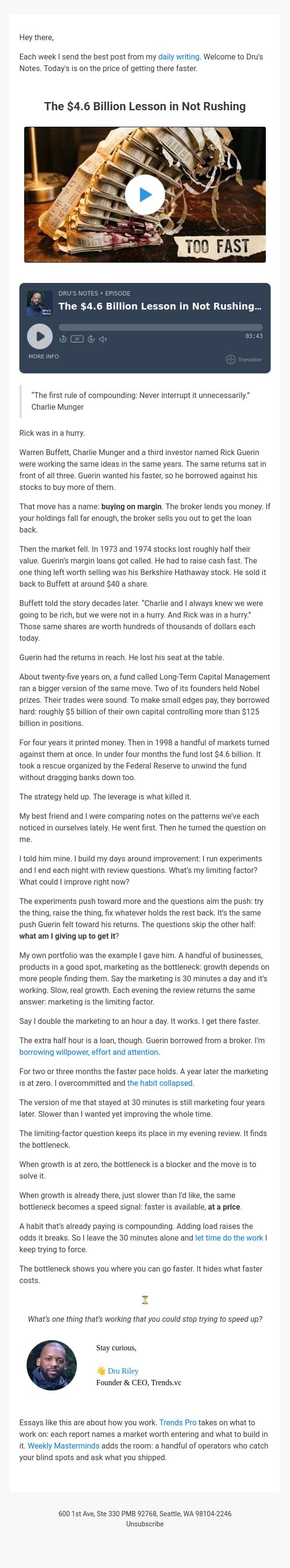 The $4.6 Billion Lesson in Not Rushing email from Trends screenshot
