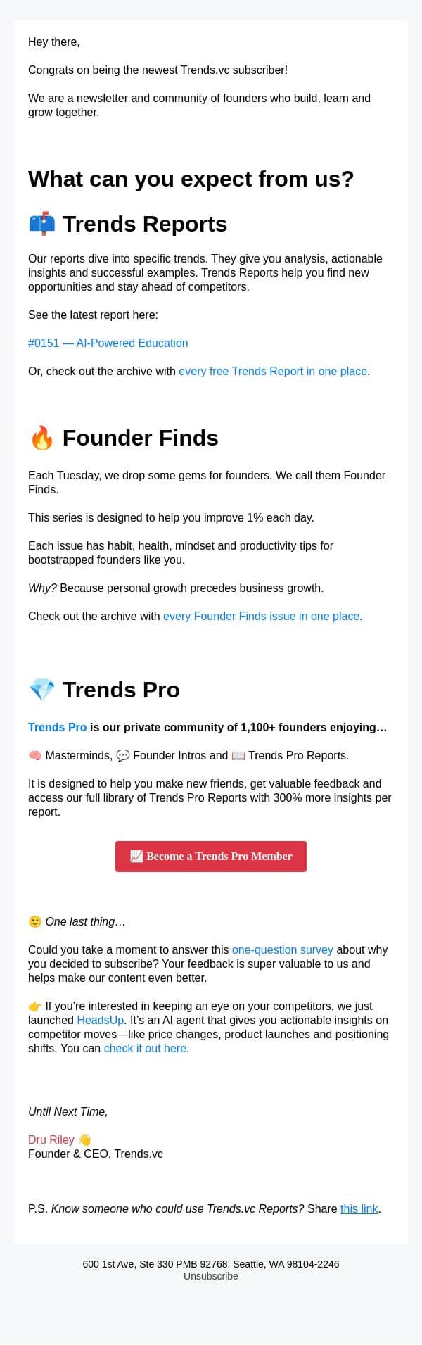 🎉 Welcome to Trends.vc email from Trends screenshot
