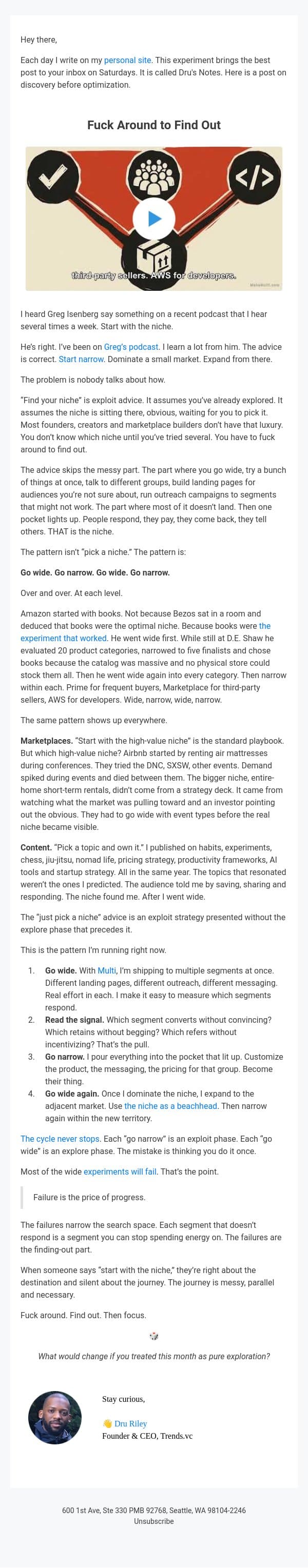 Fuck Around to Find Out email from Trends screenshot
