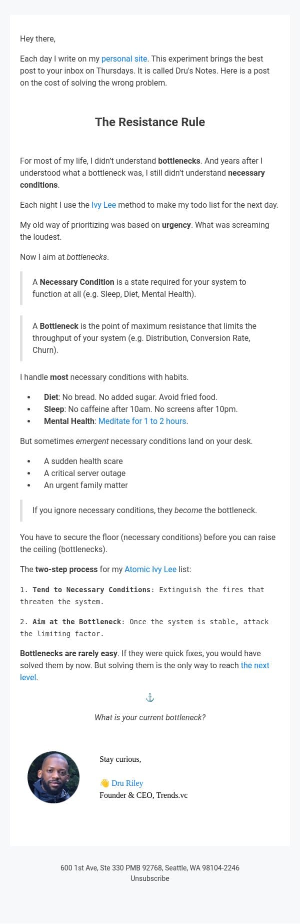 The Resistance Rule email from Trends screenshot