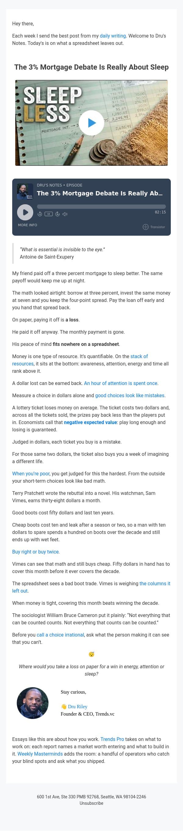 The 3% Mortgage Debate Is Really About Sleep email from Trends screenshot