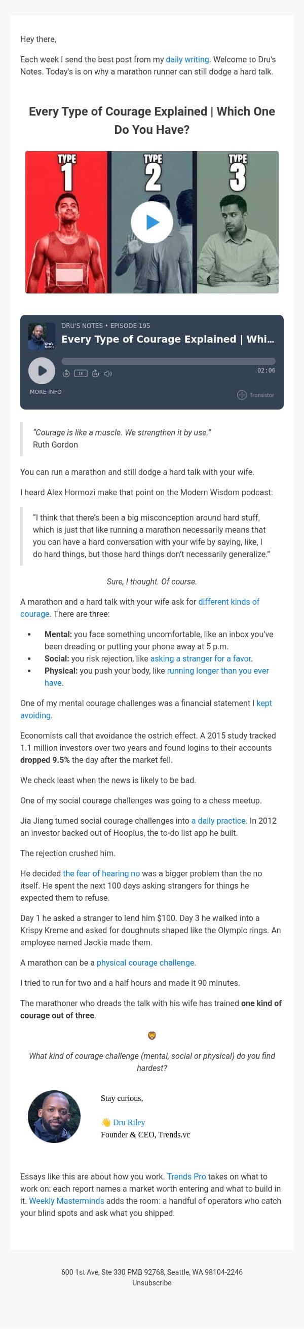 Every Type of Courage Explained | Which One Do You Have? email from Trends screenshot