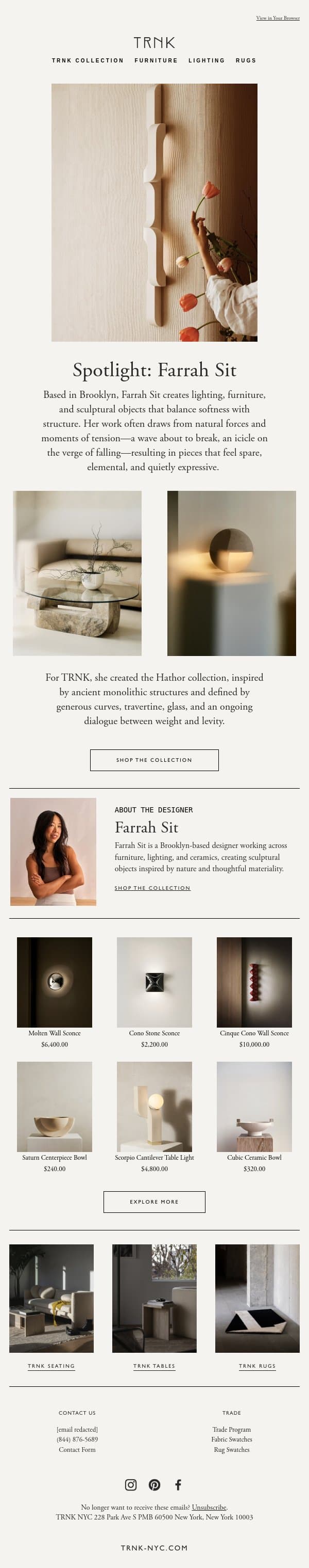 Forms by Farrah Sit email from TRNK screenshot