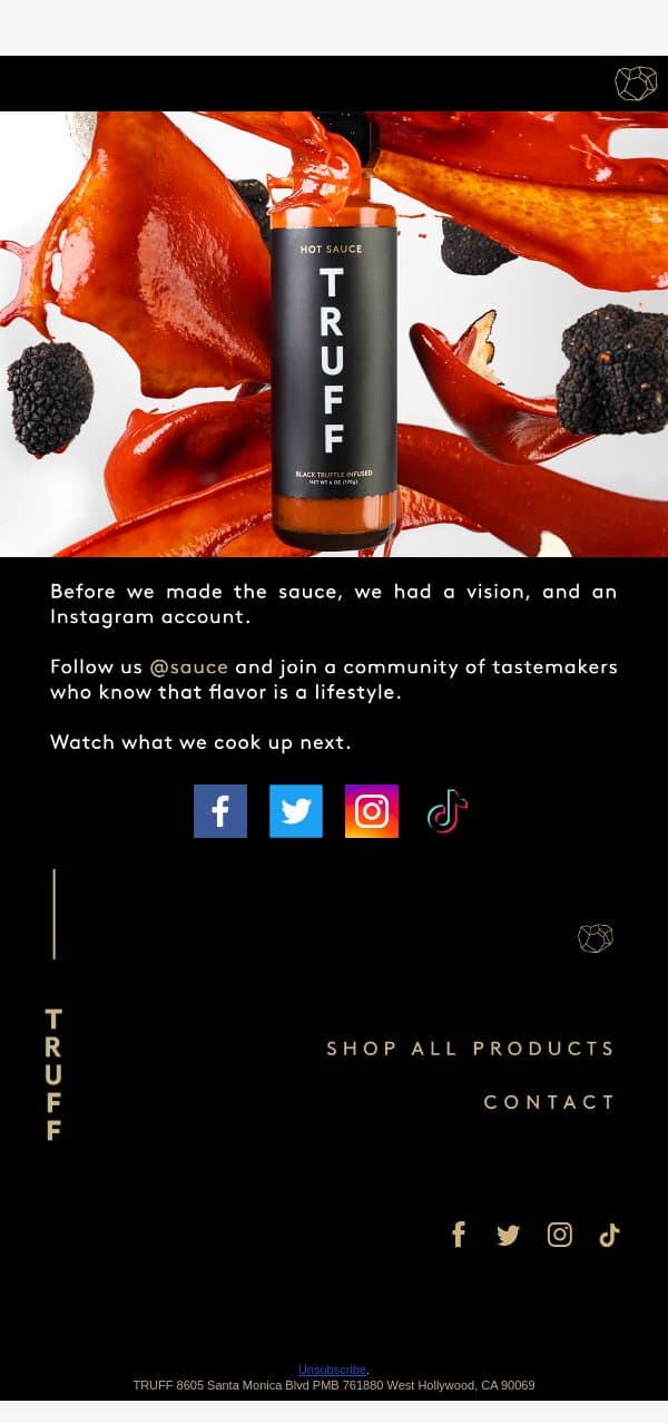 Where TRUFF Really Began? Instagram 📱 email from Truff screenshot