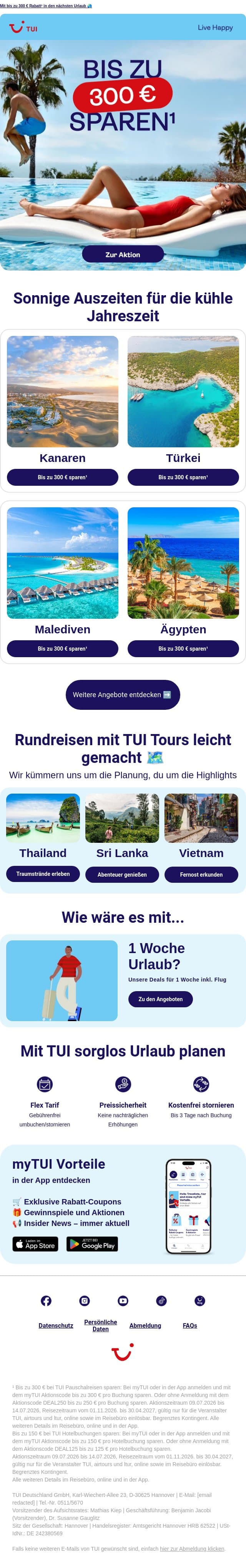 Sonnige Aussichten für den Winter ☀️ email from TUI screenshot