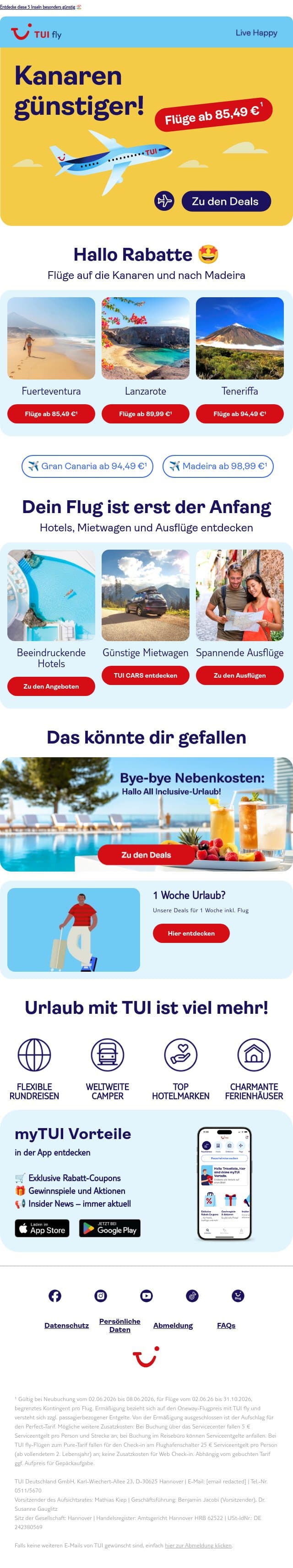 ✈️ TUI fly Flüge jetzt im SALE email from TUI screenshot