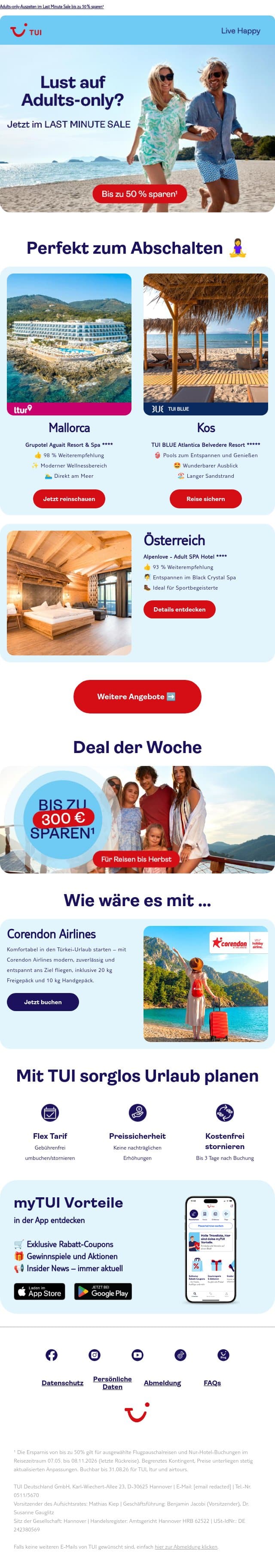 Einfach mal Ruhe bitte email from TUI screenshot
