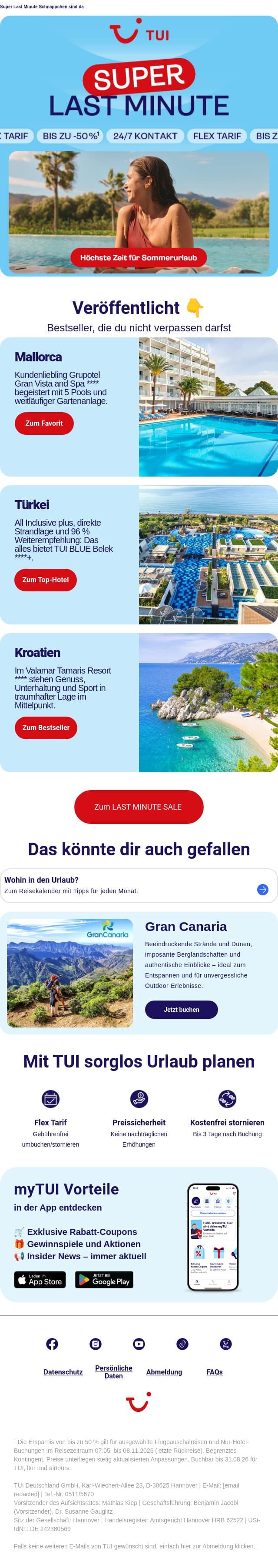 🏝️ Urlaub gerettet, Adam! email from TUI screenshot
