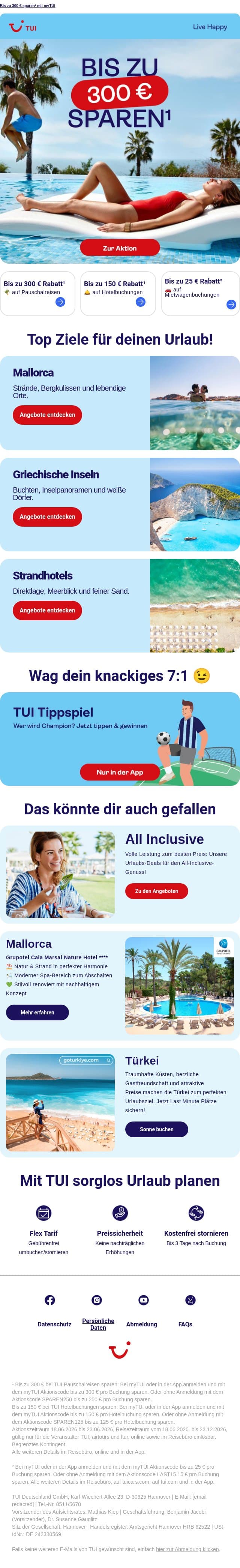 Urlaub. Buchen. Jetzt! email from TUI screenshot