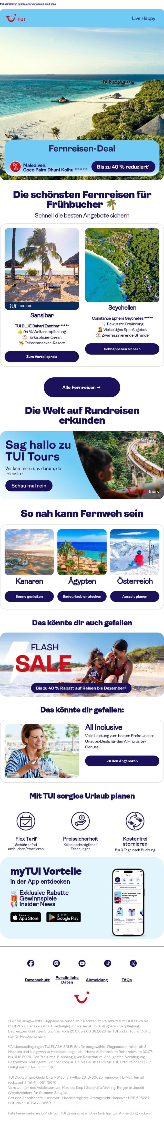 ☀️ Dort ist Sommer, wenn hier Winter wird email from TUI screenshot