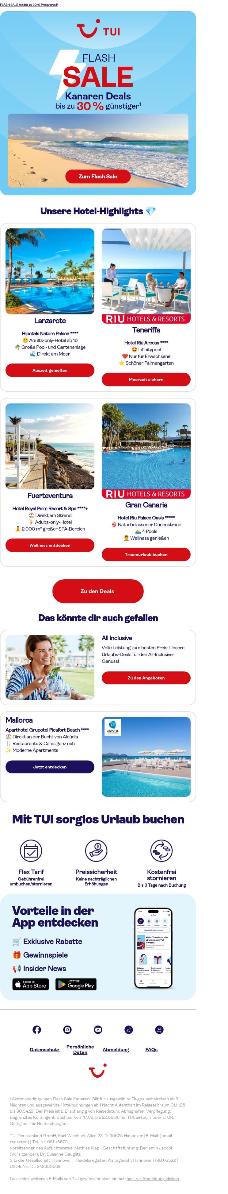 🌴 Kanaren statt Alltag email from TUI screenshot