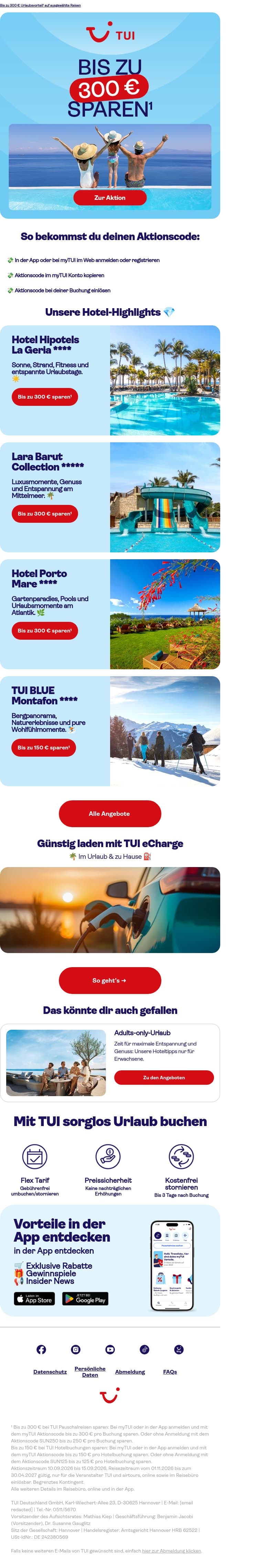 Welche Auszeit passt gerade zu dir? email from TUI screenshot