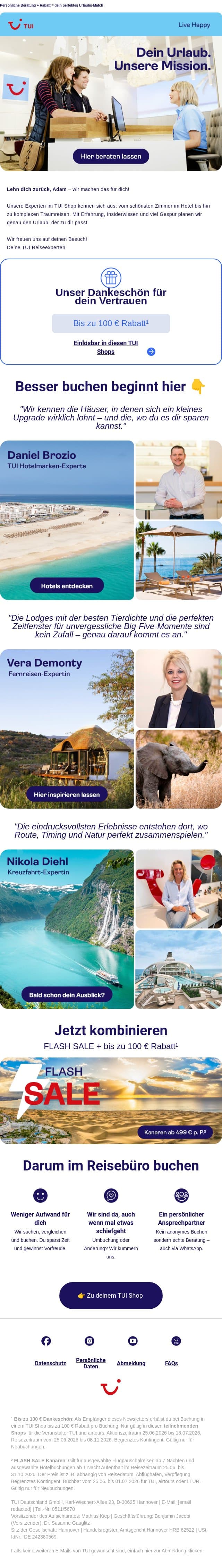 💌 Eine Einladung, die deinen Urlaub verändern kann email from TUI screenshot
