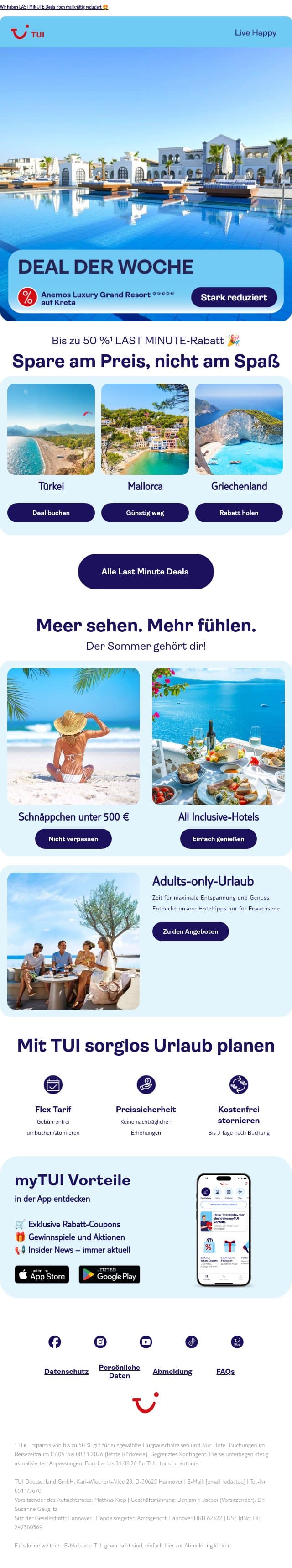 Adam, darauf hast du bestimmt gewartet! email from TUI screenshot