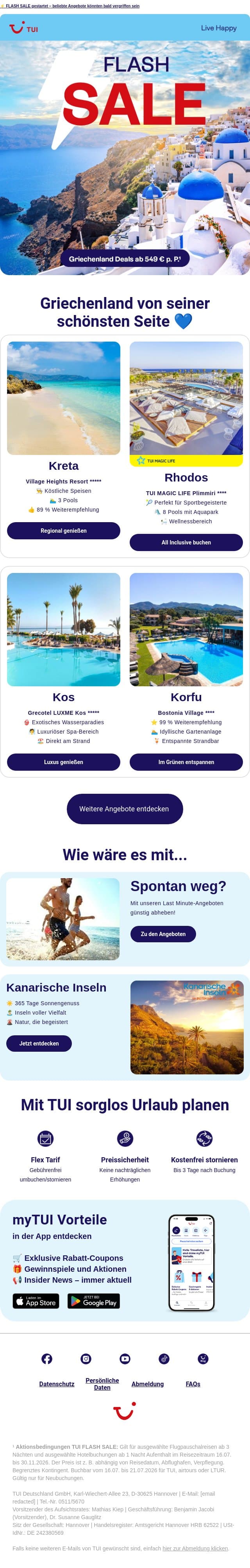 ✨ Wo Urlaubsträume wahr werden email from TUI screenshot