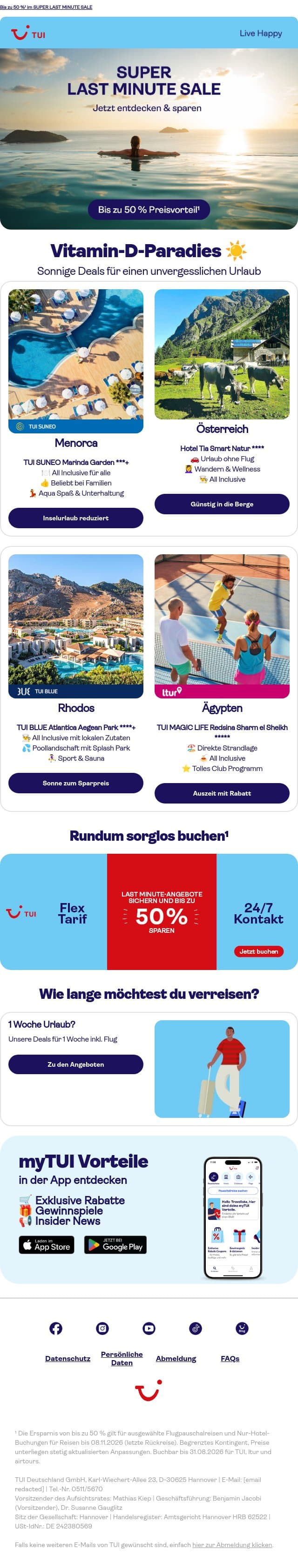 Schau dir diese Urlaubsziele an 🤩 email from TUI screenshot
