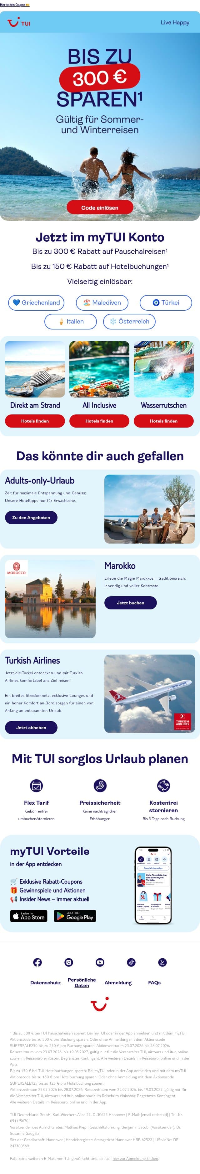 Eine Überraschung wartet in deinem Posteingang email from TUI screenshot