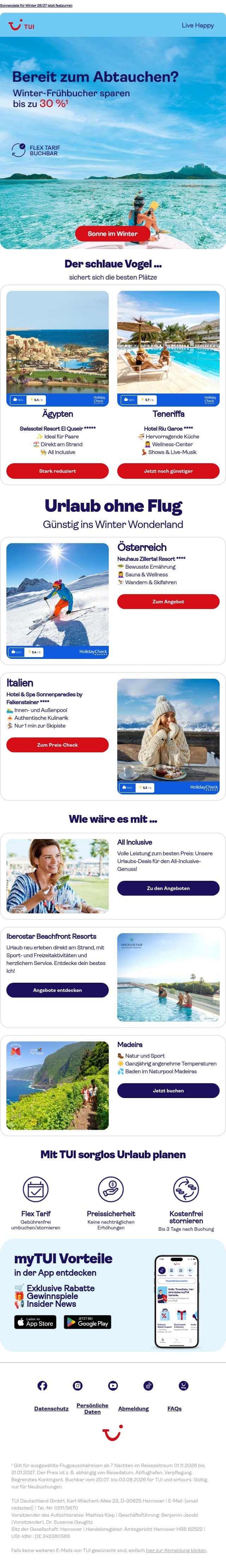 ⛄ Wenn der Winter kommt, bist du weg 🏝️ email from TUI screenshot