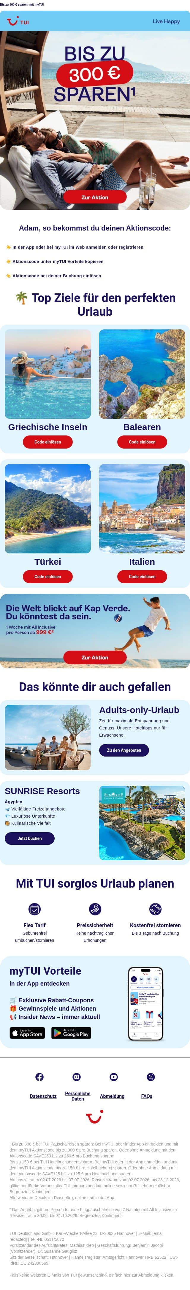 ⏰ Zeit, dem Alltag zu entfliehen – bist du dabei? email from TUI screenshot