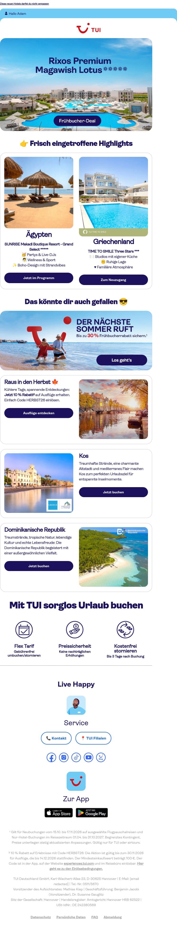 🎬 Der wirklich perfekte Urlaub email from TUI screenshot