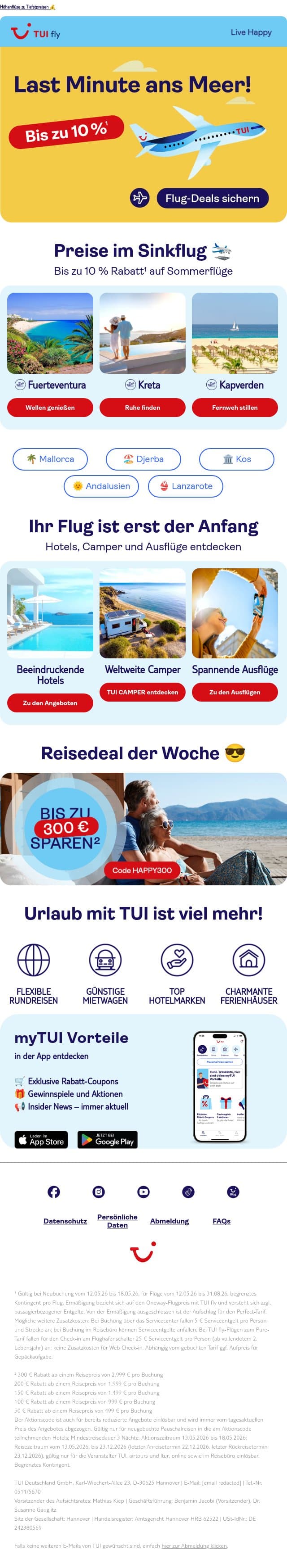 Der Last Minute Sale wartet auf dich, Adam Labibdi email from TUI screenshot